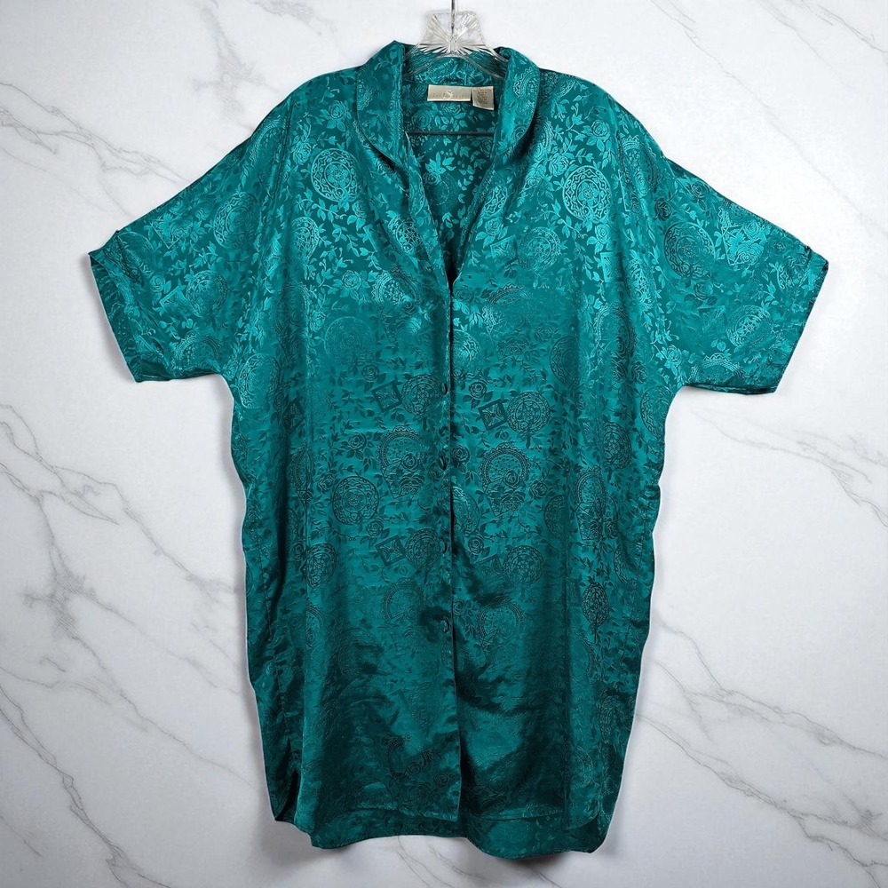 Solange Teal Green Floral Robe Kimono Cover Up Women's Plus Size 14/16